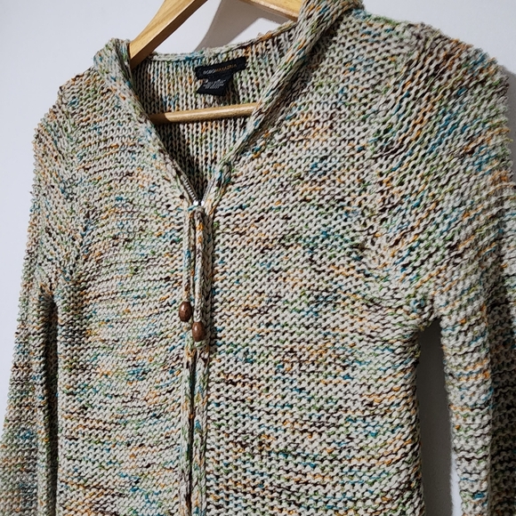 Bcbg vintage zip up knit earth toned hooded sweater - Picture 5 of 10